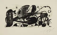 Joan Miró by Joan Miró, 1974, Lithograph in black and beige, on Guarro paper, with full margins, sold Oct 2018