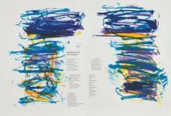 Poems by Joan Mitchell, 1992, Eight lithographs in colors, on TGL handmade paper, with full margins, two folded (as issued), all with text by the poet, sold Oct 2018