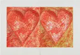 Two Red Hearts by Jim Dine, 1993, Woodcut and photo-engraving in colors, on two sheets of Stonehenge paper joined (as issued), with full margins, sold Oct 2018