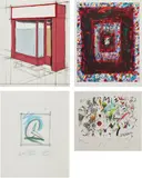 Various Artists, Marginalia: Hommage to Shimizu: four plates, 1981, Four lithographs in colors, on wove papers, with full margins and the full sheet, with title page and justification, all contained in the original blue cloth-covered portfolio and cardboard slipcase