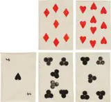 Donald Sultan, Seven Diamonds March 17 1989; Ten Hearts March 23 1989; Jack of Spades April 11 1989; Six Clubs March 14; and Five Clubs March 13, 1989, Five charcoal and graphite drawings, on Auvergne a la Main paper