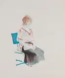 David Hockney, Celia Seated on an Office Chair, 1974, Etching and aquatint in colors, on Rives BFK paper, with full margins