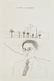 David Hockney, Portrait of Cavafy in Alexandria, from Illustrations for Fourteen Poems by C.P. Cavafy, 1966, Etching and aquatint, on Crisbrook handmade paper, with full margins