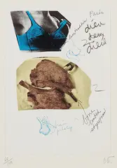 Pork Chops Compared to Breasts, from Notes in Hand by Claes Oldenburg, 1972, Offset lithograph in colors, colléd to Dacapo Art paper, with full margins, sold Oct 2018