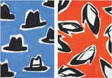 Tom Slaughter, Hats; and Shoes, 1989, Two tempra paintings on heavy wove paper