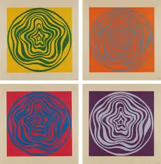 Concentric Irregular Bands by Sol LeWitt, 1997, The complete set of four woodcuts in colors, on Tobashi paper, with full margins, offered Oct 2018