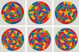 Sol LeWitt, Stars, 2002, The complete set of six linocuts in colors, on Somerset Satin paper, with full margins
