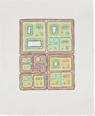 James Siena, Multi-colored Nesting Unknots, 2005, Ukiyo-e woodcut, in colors, on Torinoko paper, with full margins