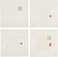 Robert Ryman, Etching in Four Parts, 1972, The complete set of four etchings in colors, on Rives BFK paper, with full margins
