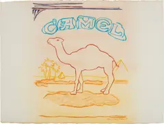 Stencil Pack Camel by Larry Rivers, 1978, Lithograph with hand-coloring, on wove paper, the full sheet, sold Oct 2018