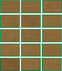 Jessica Diamond, Commemorative Gold Pieces, 1990, The complete set of 15 lithographs in colors with embossing, on Rives BFK paper, with full margins, contained in the original gold wove paper covered cardboard box