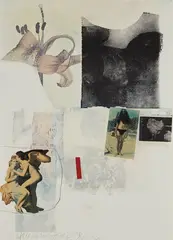 Untitled by Robert Rauschenberg, 1973, Screenprint and collage in colors, on Rives BFK paper, the full sheet, sold Oct 2018