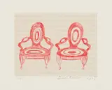 Louise Bourgeois, Twosome, first version, state VI, 2005, Etching and drypoint in colors, with Shikibu gampi chine collé to wove paper, with full margins