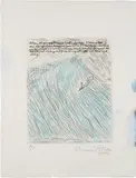 Raymond Pettibon, Untitled (When the Ground Becomes Clear and Firm), 2002, Etching and aquatint with hand-coloring, on Rives BFK paper, with full margins