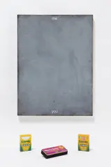 Two Way Mirror by Jim Hodges, 2005, Screenprint on chalkboard, eraser and two boxes of chalk, all contained in the original grey cardboard box, sold Oct 2018