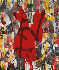 Richard by Arturo Herrera, 2012, Screenprint, etching, relief, pochoir, collagraph and digital pigment printing with felt in colors, on wove paper, the f, sold Oct 2018