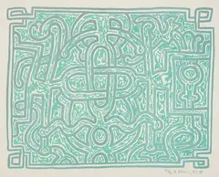 Chocolate Buddha: plate 5 by Keith Haring, 1989, Lithograph in colors, on Arches paper, with full margins, sold Oct 2018