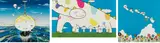 Mamu Came from the Sky; Yoshiko and the Creatures came from Planet 66; and Planet 66 Summer Vacation by Takashi Murakami, 2003 and 2004, Three offset lithographs in colors, on wove paper, the full sheets, sold Oct 2018