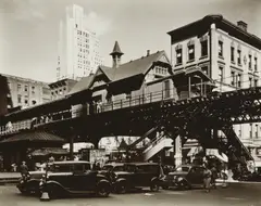 Hanover Square, Manhattan, May 25th by Berenice Abbott, 1936, Gelatin silver print, sold Apr 2018