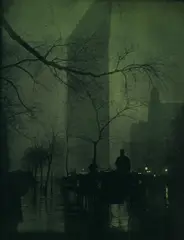 Edward Steichen, The Flatiron - Evening, 1905, Three-color halftone print from Camera Work on the original double-mount leaf