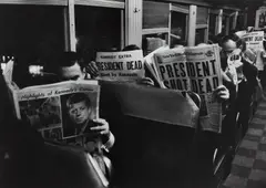 Carl Mydans, On the 6:25 from Grand Central to Stamford, November 22, 1963, Gelatin silver print, printed 1992