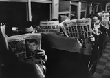 Carl Mydans, On the 6:25 from Grand Central to Stamford, November 22, 1963, Gelatin silver print, printed 1992