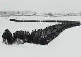 Carl Mydans, The newly created 'Japanese Police Force' moves out of camp for winter training, Hokkaido, Japan, 1951, Gelatin silver print, printed 1996