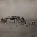 Arthur Rothstein, Farmer and sons walking in the face of a dust storm, Cimarron County, Oklahoma, 1936, Gelatin silver print
