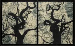 Blot Out the Sun #1 by Doug Starn and Mike Starn, 1998-1999, Lysonic inkjet prints on thai mulberry and tissue papers with wax encaustic and wax in two parts, sold Apr 2018