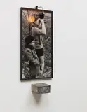 Portrait of Two Boys with Binoculars by Christian Boltanski, 1991, Mixed media installation comprised of one gelatin silver print, one electric light and biscuit tin, offered Oct 2018