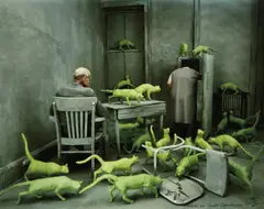 Radioactive Cats by Sandy Skoglund, 1980, Archival pigment print, printed later, sold Oct 2018