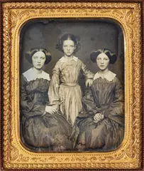 John Adams Whipple, Three Sisters, one wearing a Star of David at her neck, circa 1855, Daguerreotype, with gilt detail and hand coloring, modern seal, cased