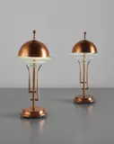 Pair of table lamps by Kem Weber, 1930s, Anodized metal, glass, sold Jun 2018