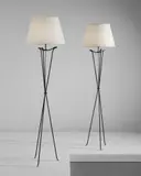 Jean-Michel Frank, Pair of floor lamps, circa 1938, Painted iron, fabric shades