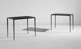 Jean-Michel Frank, Pair of side tables, circa 1938, Painted iron, leather