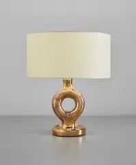Denise Gatard, Table lamp, 1950s, Glazed earthenware, paper shade