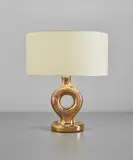 Denise Gatard, Table lamp, 1950s, Glazed earthenware, paper shade