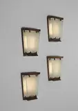 Fontana Arte, Set of four wall lights, 1940s, Patinated brass, glass