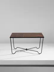 Denise Gatard, Low table, circa 1955, Painted steel, glazed ceramic