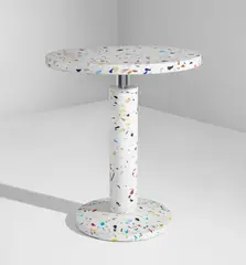 "Kyoto" table by Shiro Kuramata, circa 1983, "Star Piece" terrazzo, chromium-plated steel, sold Jun 2018