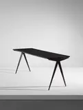 Jean Prouvé, "Compas" cafeteria table, model no. 512, circa 1953, Painted steel, plastic laminate-covered wood