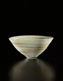 Conical bowl by Lucie Rie, 1970s, Porcelain, mixed clays producing an integral spiral, sold Jun 2018