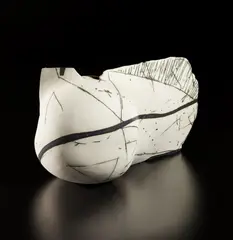 "White Winged Vessel" by Gordon Baldwin, 1984, Earthenware, painted slip, sold Jun 2018
