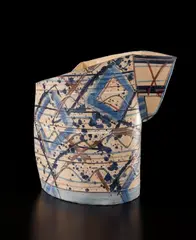"Big Blue Pot" by Alison Britton, circa 1983, Hand-built high-fired earthenware, painted with slips and pigments, clear matte glaze, sold Jun 2018