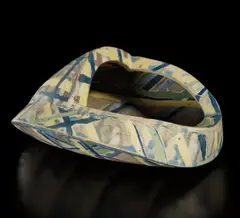 Jacqueline Poncelet, Slab-built form, circa 1981, Slab-built high-fired earthenware, inlaid with colored clay, part-glazed