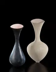 Judy Trim, Two tall vases, 1980s, Glazed ceramic