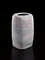 Square-form vase by Lucie Rie, 1984, Stoneware, mixed clays producing an integral spiral of color and texture, sold Jun 2018