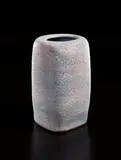 Square-form vase by Lucie Rie, 1984, Stoneware, mixed clays producing an integral spiral of color and texture, sold Jun 2018