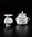 Nicholas Homoky, Vase and double teapot, circa 1983, Porcelain, inlaid decoration