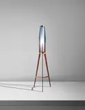 Tripod floor lamp by Svend Aage Holm-Sørensen, circa 1959, Teak, blown glass, brass, sold Jun 2018